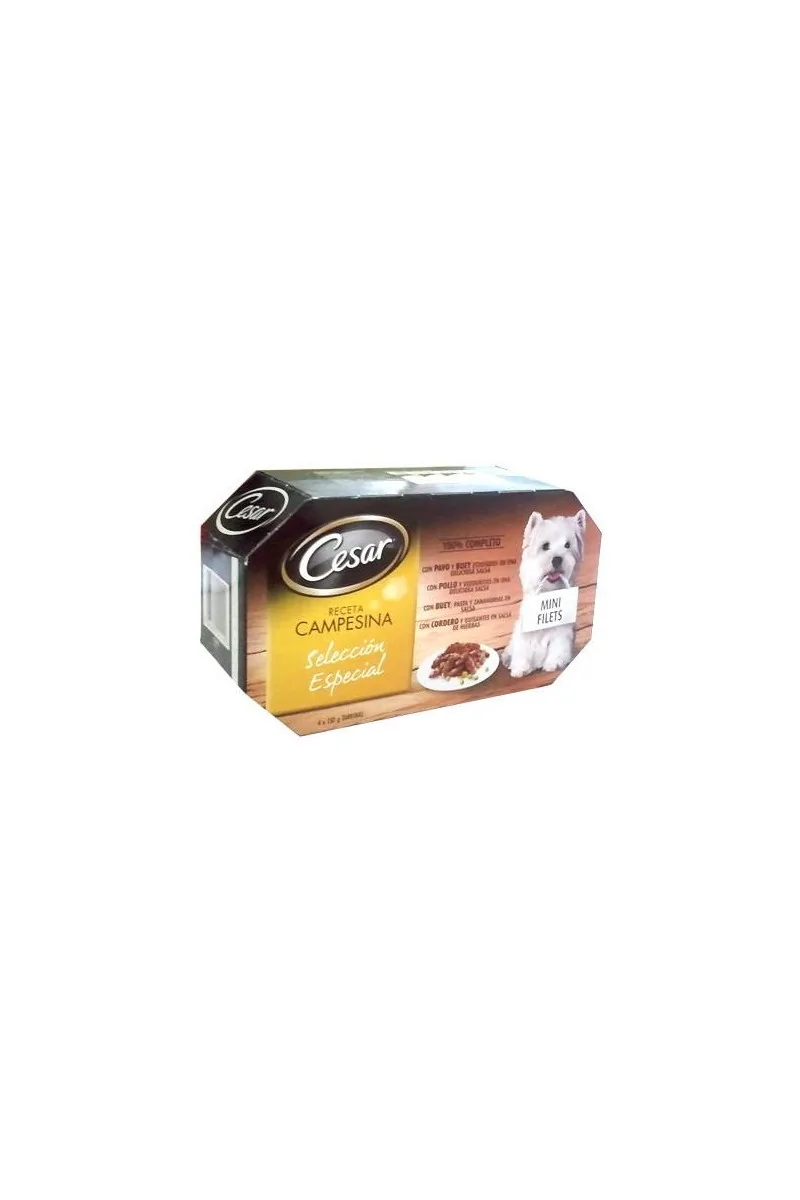 Comida Húmeda Perro Adulto Cesar Multipack Receta Campesina 4*150Gr