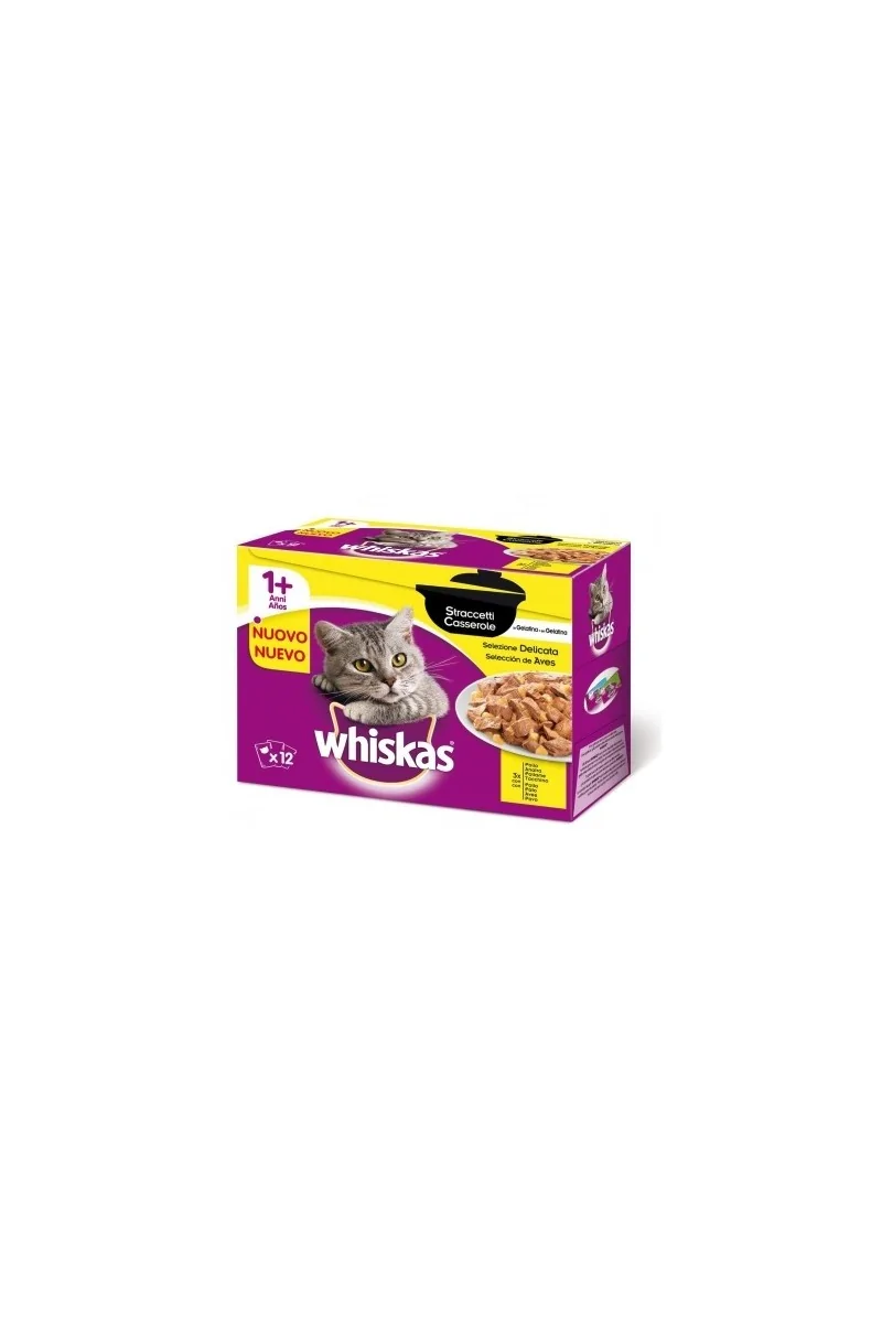 Comida Húmeda Gato Adulto Whiskas Casserole 1+ Aves 12Pack