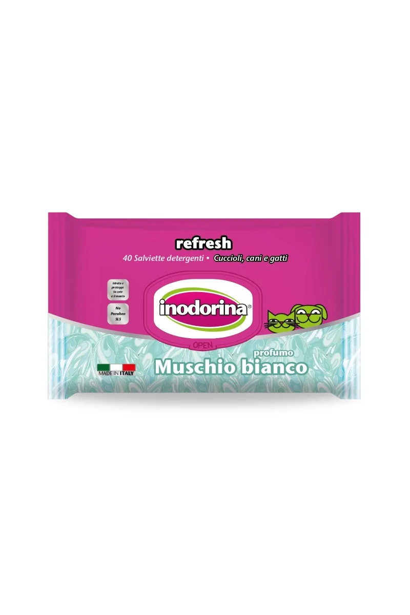 Toallitas Gato,Perro  inodorina toallita Refresh Muschio 40 pz