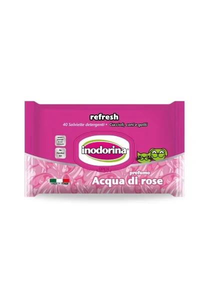 Toallitas Gato,Perro  inodorina toallita Refresh Acqua di Rosa 40 pz