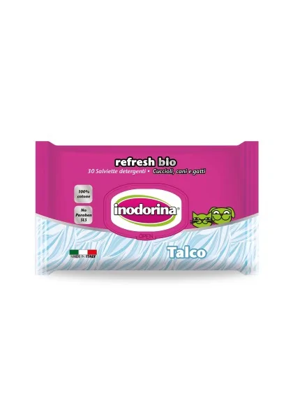 Toallitas Gato,Perro  Inodorina Toallita Refresh Bio Talco 30pz