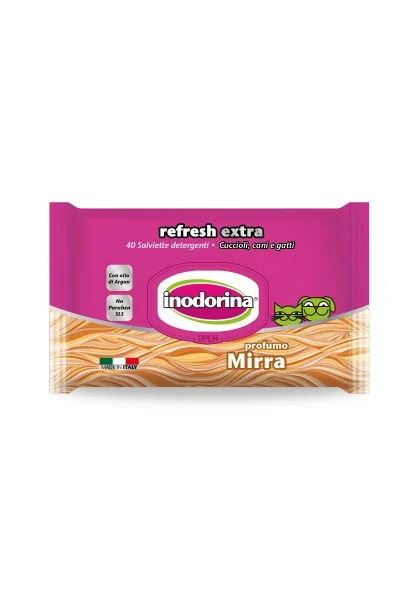 Toallitas Gato,Perro  inodorina toallita Refresh eXtra -Mirra 40pz