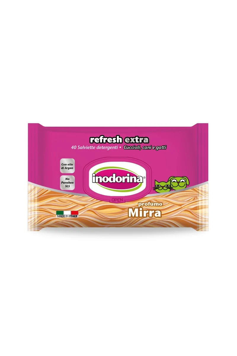 Toallitas Gato,Perro  inodorina toallita Refresh eXtra -Mirra 40pz