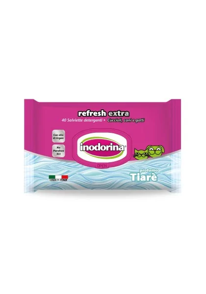 Toallitas Gato,Perro  Inodorina Toallita Refresh Extra F. Di Tiare 40pz