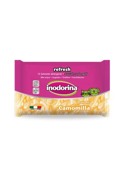 Toallitas Gato,Perro  inodorina toallita Refresh Camomilla 15 pz