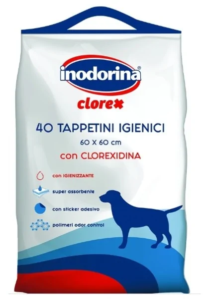 Empapadores Gato,Perro  Inodorina Empapador Clorhexidina 60X60cm 40uds