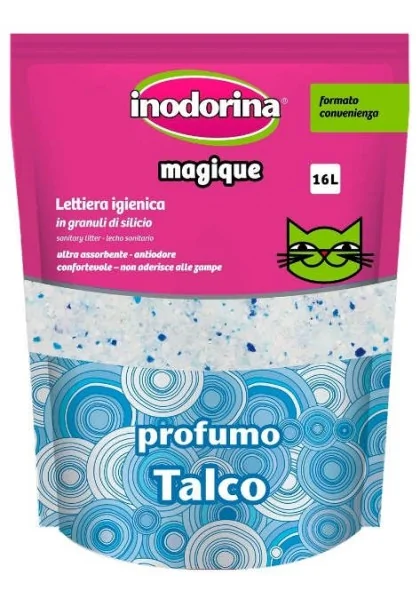 Silice Gato  Inodorina Magique Lecho Perfumado Talco 16ltr