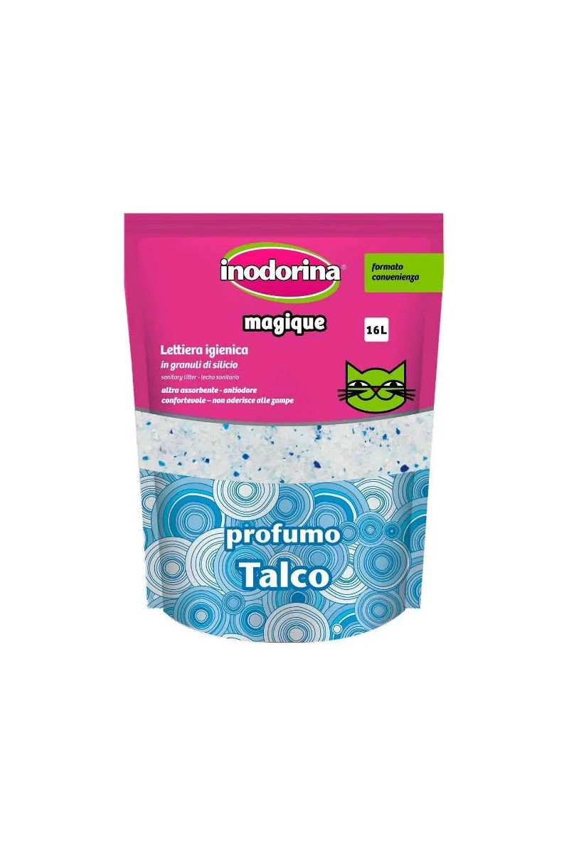 Silice Gato  Inodorina Magique Lecho Perfumado Talco 16ltr