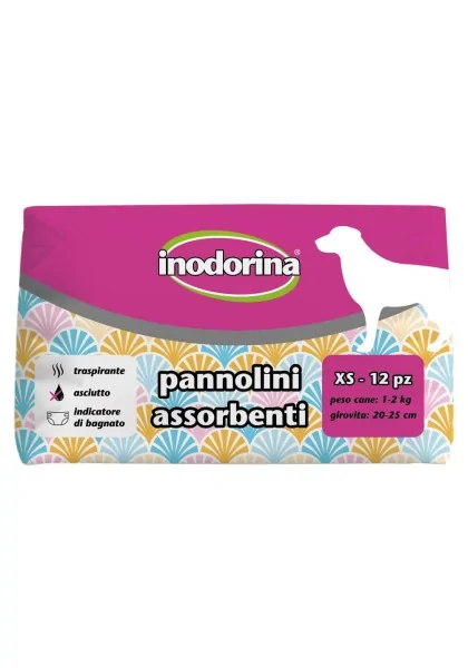 Pañales Perro  Inodorina Pañales XS 1-2kg / 20-25cm 12uds