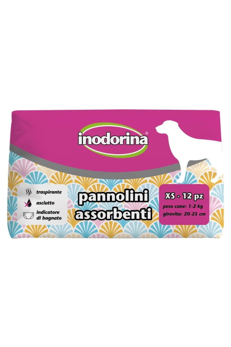 Pañales Perro  Inodorina Pañales XS 1-2kg / 20-25cm 12uds