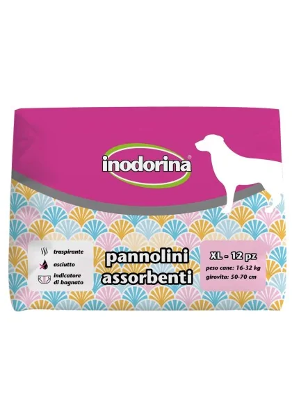 Pañales Perro  Inodorina Pañales XL 16-32kg / 50-70cm 12uds