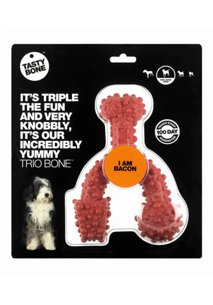 Juguetes Antiestres Perro  Tasty Trio Bone Bacon Large