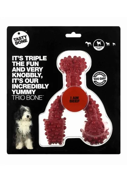 Juguetes Antiestres Perro  Tasty Trio Bone Ternera Large