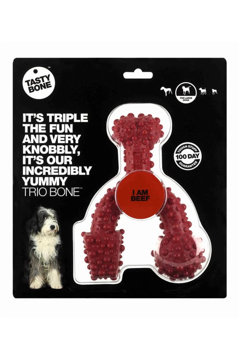 Juguetes Antiestres Perro  Tasty Trio Bone Ternera Large