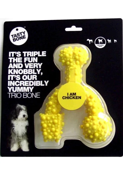 Juguetes Antiestres Perro  Tasty Trio Bone Pollo Large