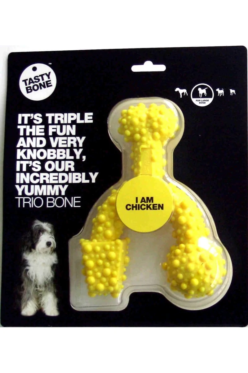 Juguetes Antiestres Perro  Tasty Trio Bone Pollo Large