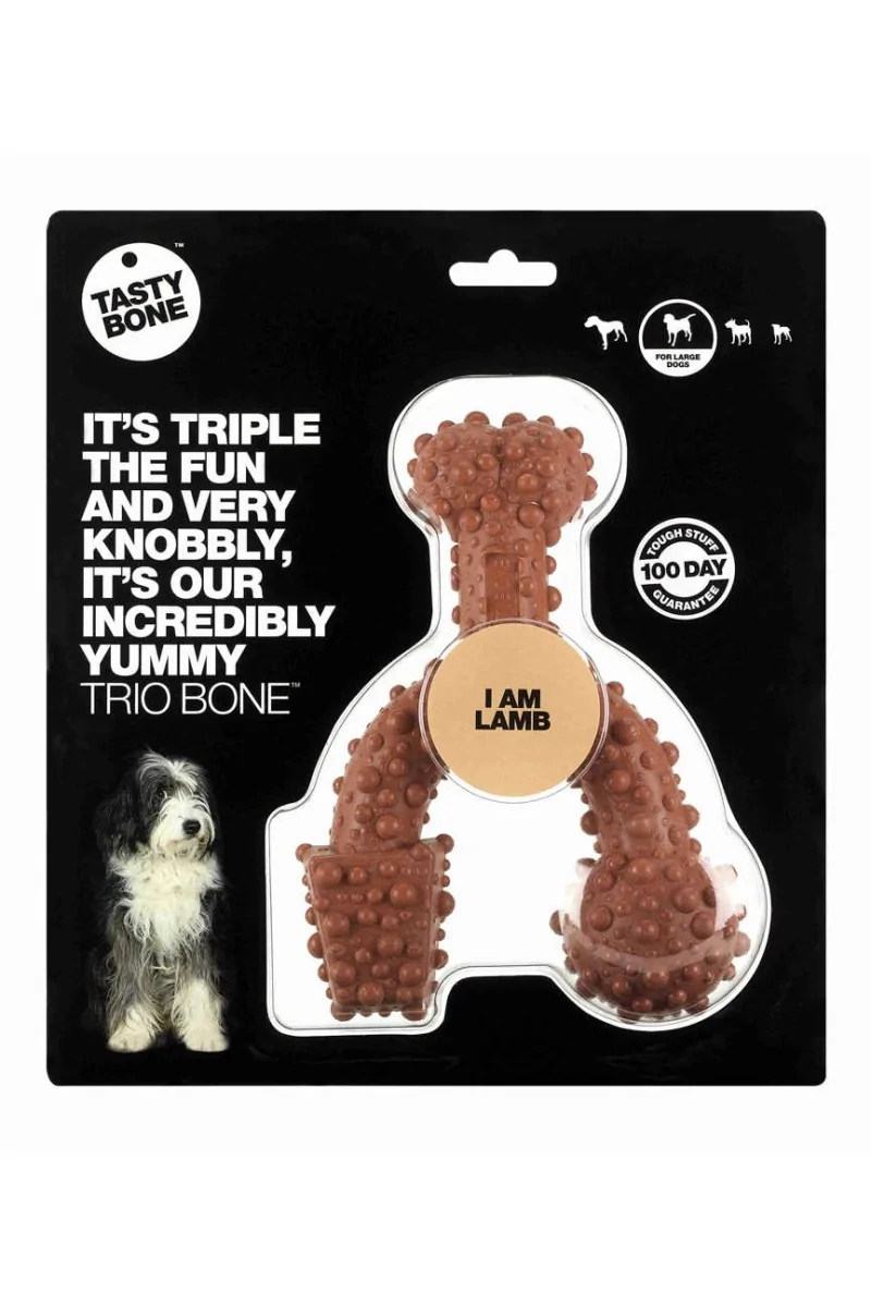 Juguetes Antiestres Perro  Tasty Trio Bone Cordero Large