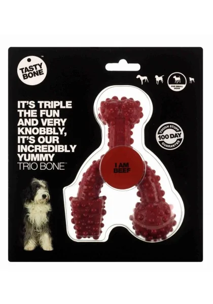 Juguetes Antiestres Perro  Tasty Trio Bone Ternera Small