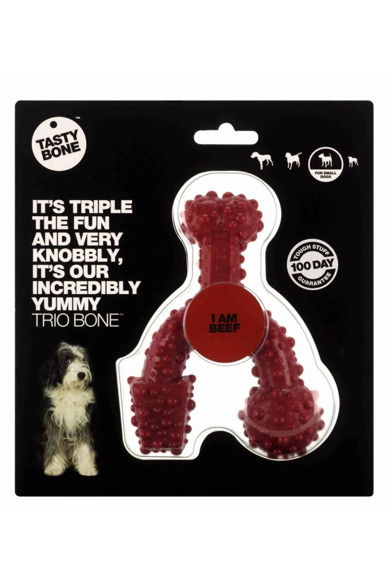 Juguetes Antiestres Perro  Tasty Trio Bone Ternera Small