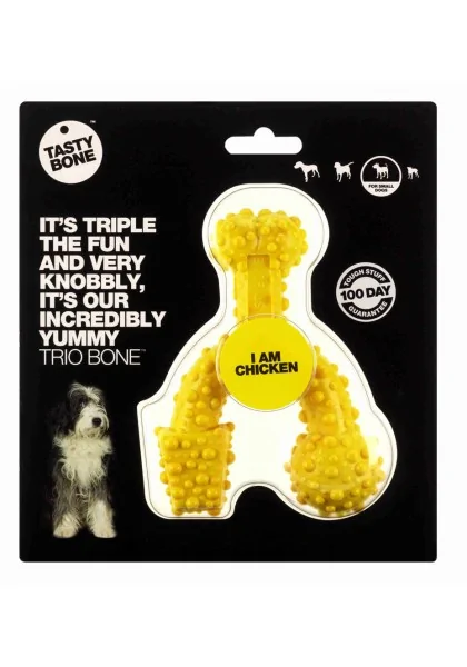 Juguetes Antiestres Perro  Tasty Trio Bone Pollo Small