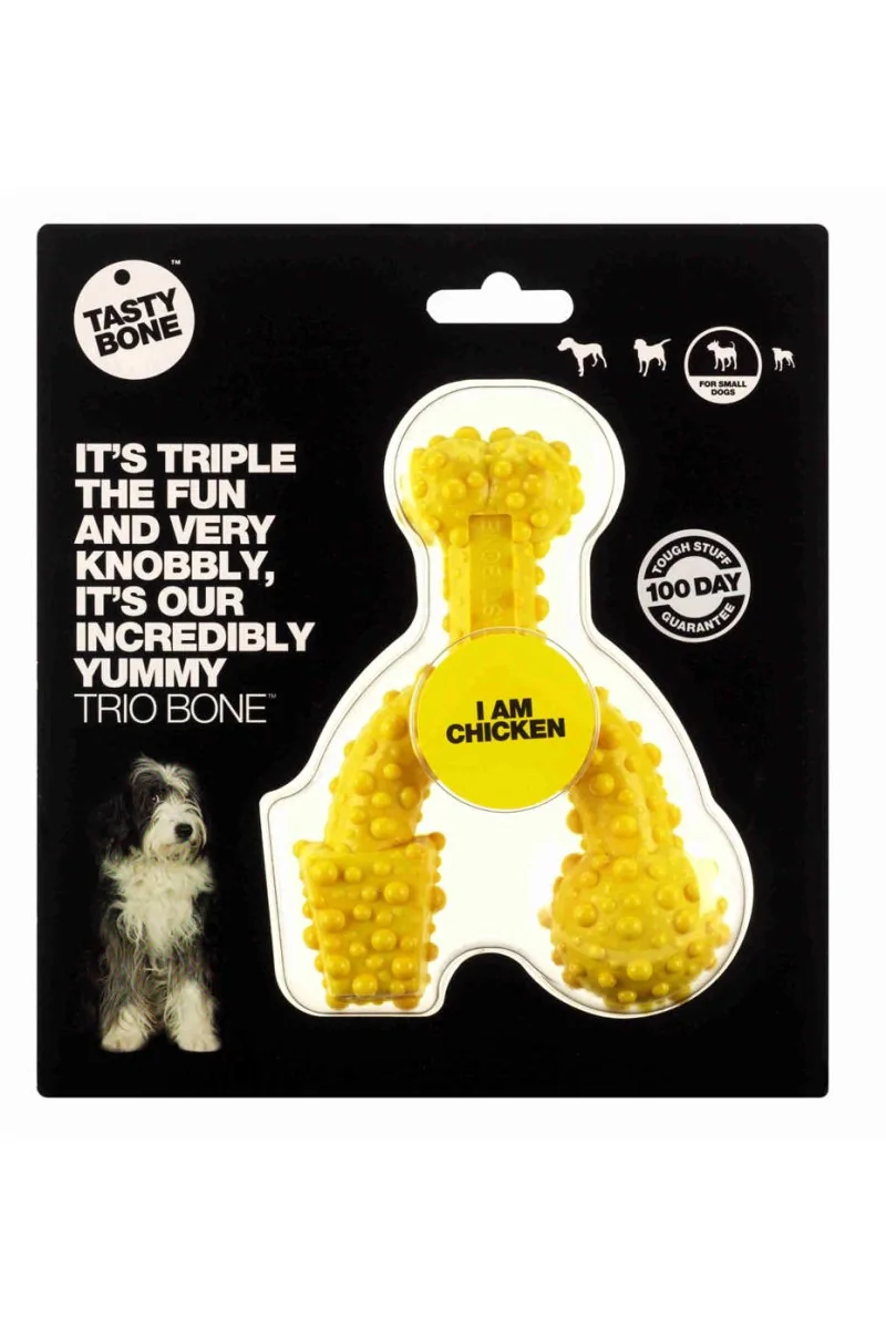 Juguetes Antiestres Perro  Tasty Trio Bone Pollo Small