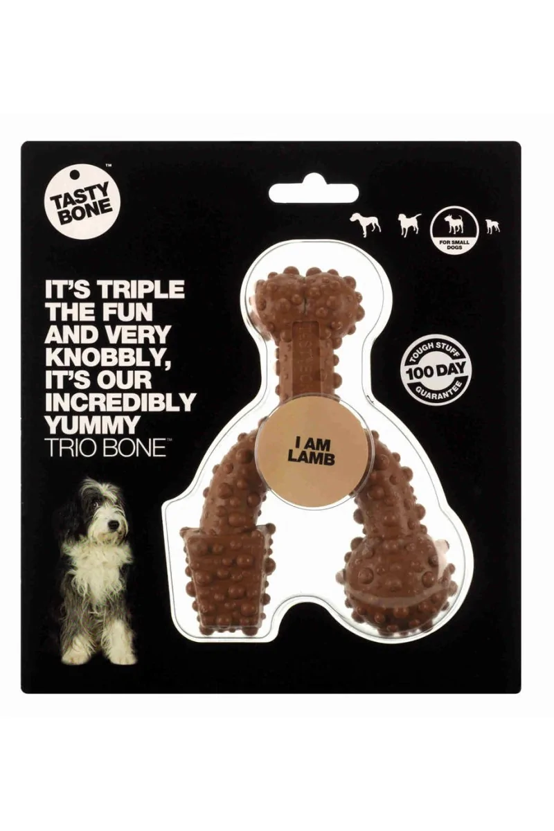 Juguetes Antiestres Perro  Tasty Trio Bone Cordero Small