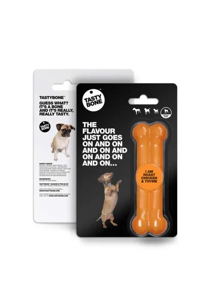 Juguetes Antiestres Perro  Tasty Toy/Puppy Bone Pollo Asado -Tomillo