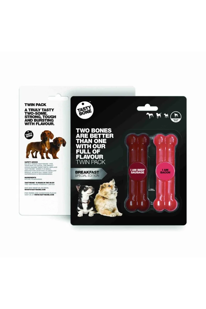 Juguetes Antiestres Perro  Tasty Twin Pack Salchicha Ternera+ Bacon Toy