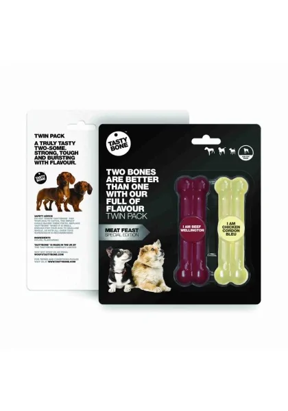 Juguetes Antiestres Perro  Tasty Twin Pack Ternera+ Cordon Bleu Toy