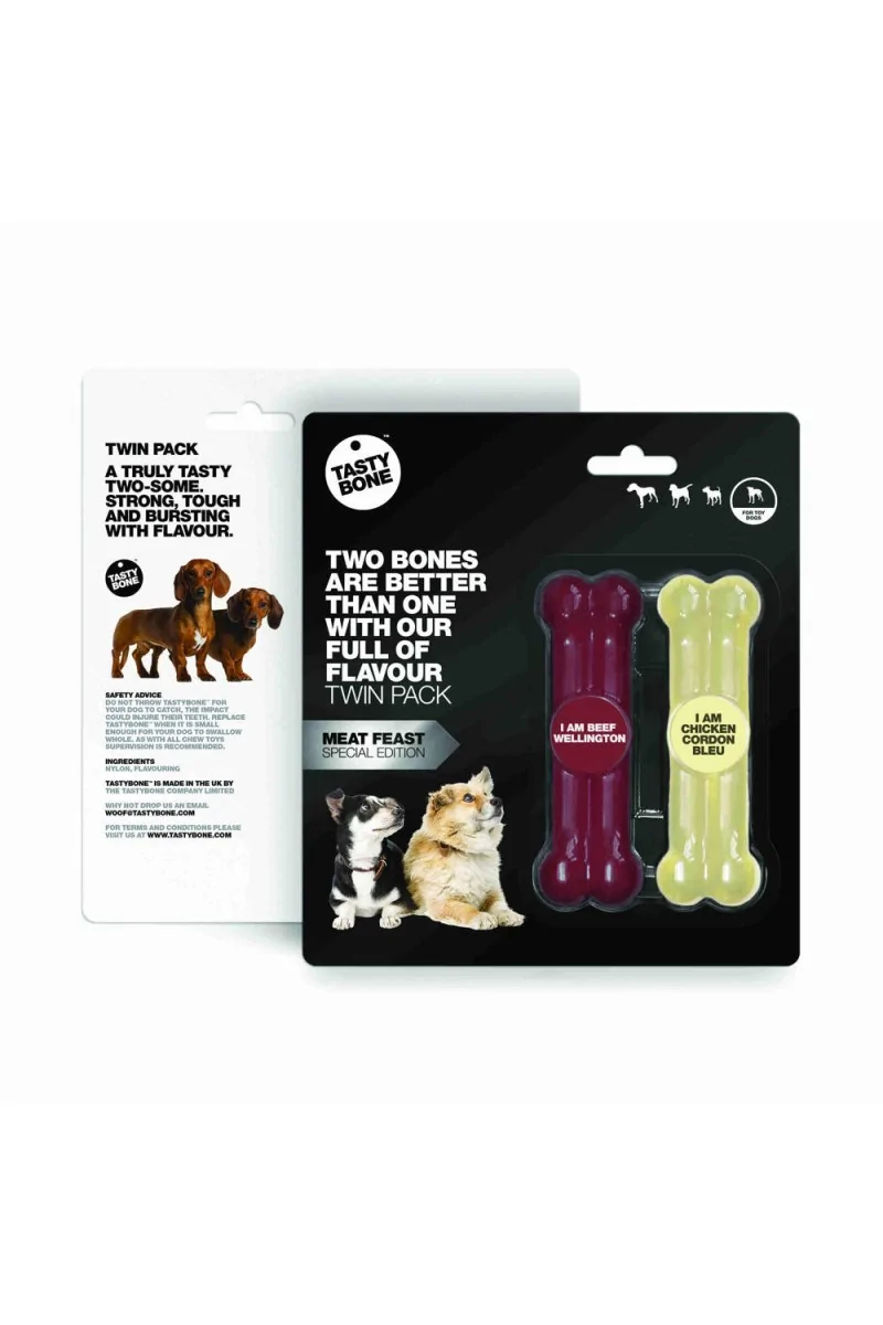 Juguetes Antiestres Perro  Tasty Twin Pack Ternera+ Cordon Bleu Toy