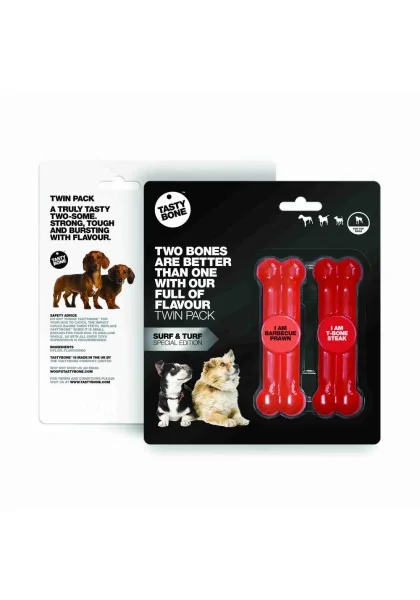 Juguetes Antiestres Perro  Tasty Twin Pack Gamba BBQ+ Steak Toy