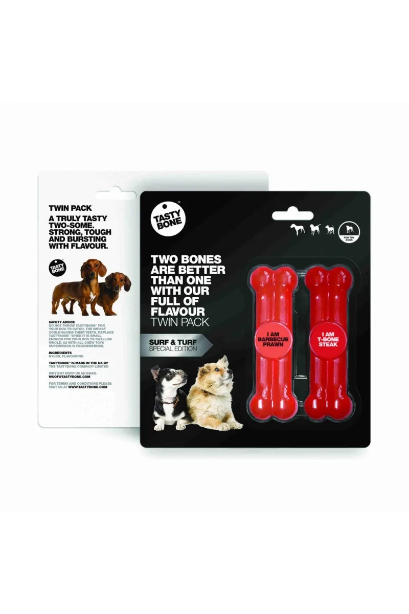 Juguetes Antiestres Perro  Tasty Twin Pack Gamba BBQ+ Steak Toy