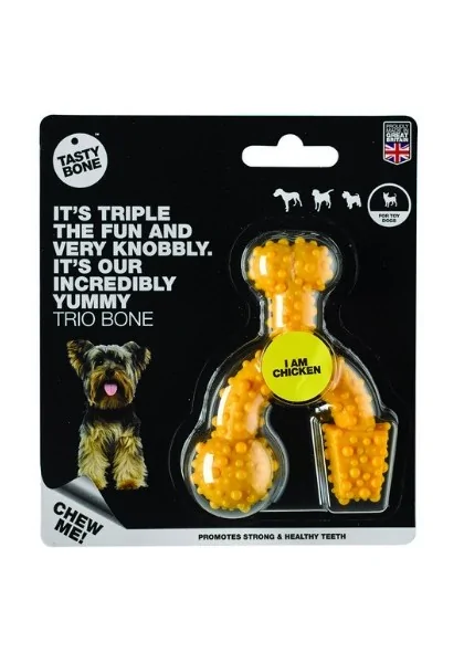 Juguetes Antiestres Perro  Tasty Trio Bone Pollo Toy