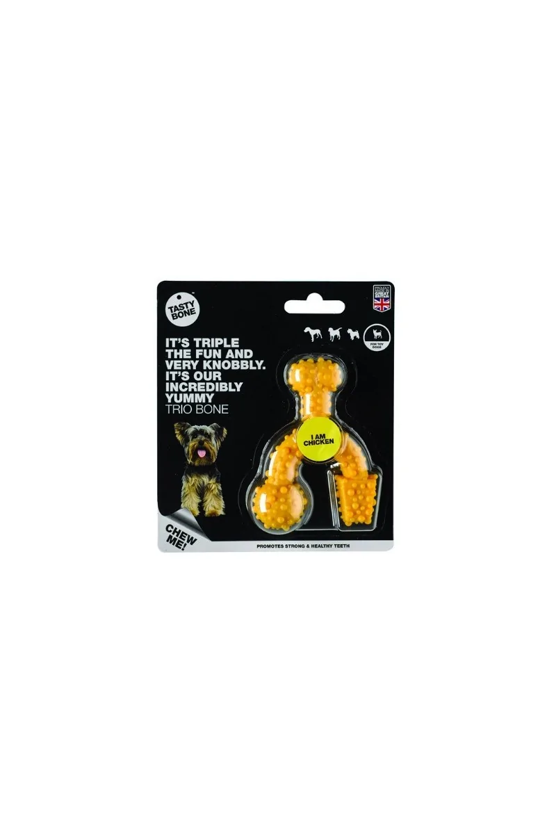 Juguetes Antiestres Perro  Tasty Trio Bone Pollo Toy