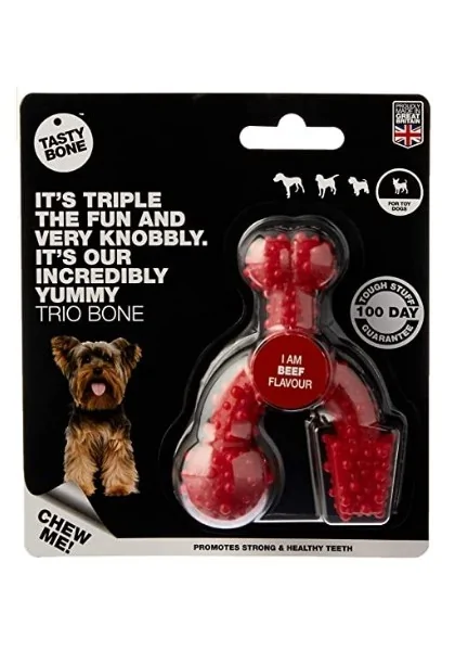 Juguetes Antiestres Perro  Tasty Trio Bone Ternera Toy