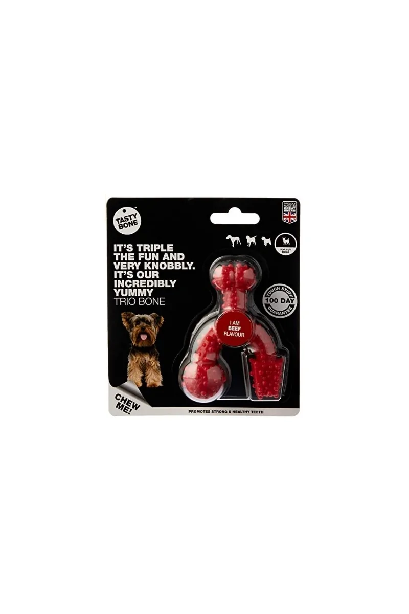 Juguetes Antiestres Perro  Tasty Trio Bone Ternera Toy