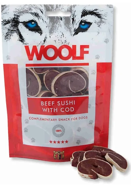 Suplemento Premio Perro  Woolf Beef Sushi With Cod 100gr