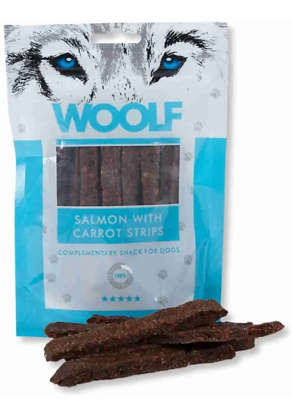 Suplemento Premio Perro  Woolf Dog/Cat Salmon With Carrot Strips 100gr