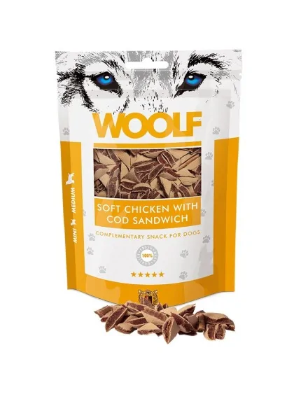 Suplemento Premio Perro  Woolf Soft Chicken With Cod Sandwich 100g