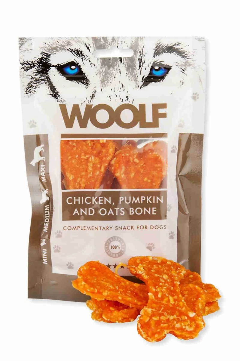 Suplemento Premio Perro  Woolf Large chicken, pumpkin and oats bone 100gr