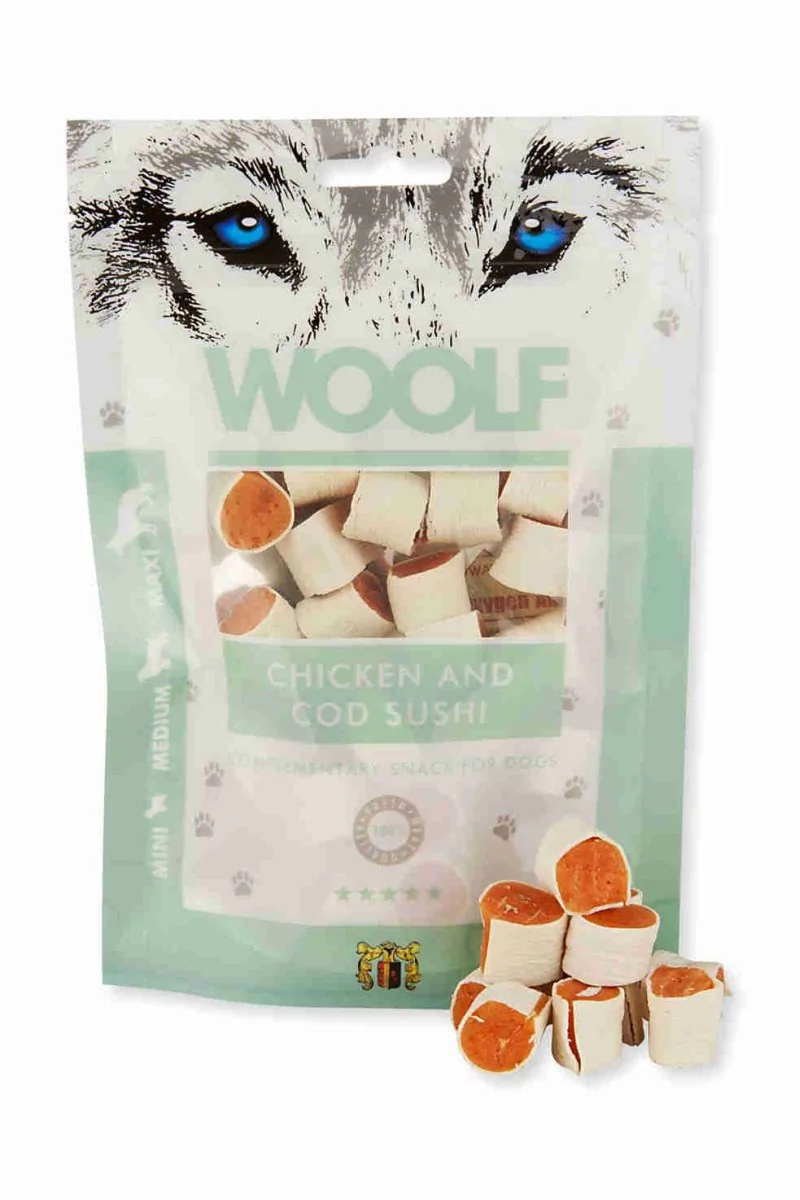 Suplemento Premio Perro  Woolf Chicken and Cod Sushi 100Gr