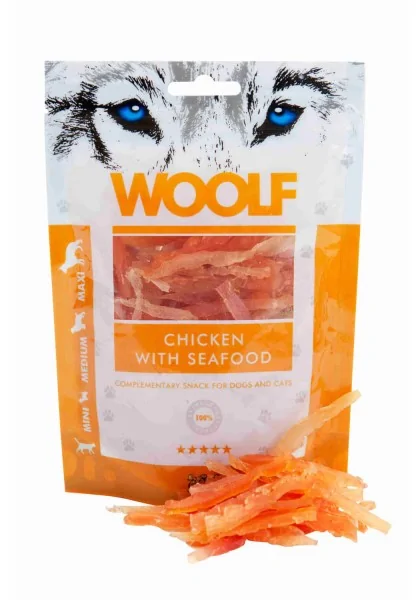 Suplemento Premio Gato,Perro  Woolf Dog/Cat Chicken with Seafood 100gr