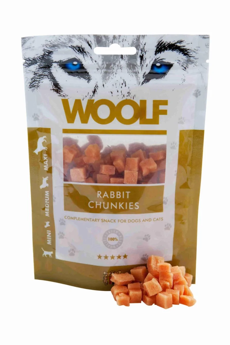 Suplemento Premio Gato,Perro  Woolf Dog/Cat Rabbit Chunkies 100gr