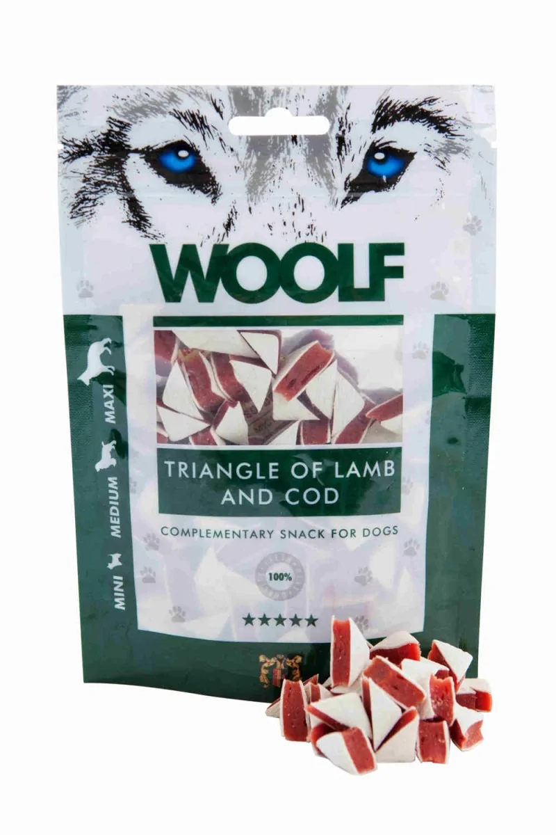 Suplemento Premio Perro  Woolf Lamb and Cod Triangle 100gr