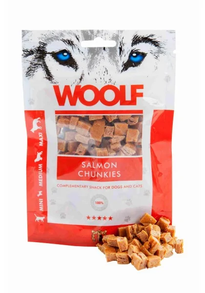 Suplemento Premio Gato,Perro  Woolf Dog/Cat Salmon Chunkies 100gr