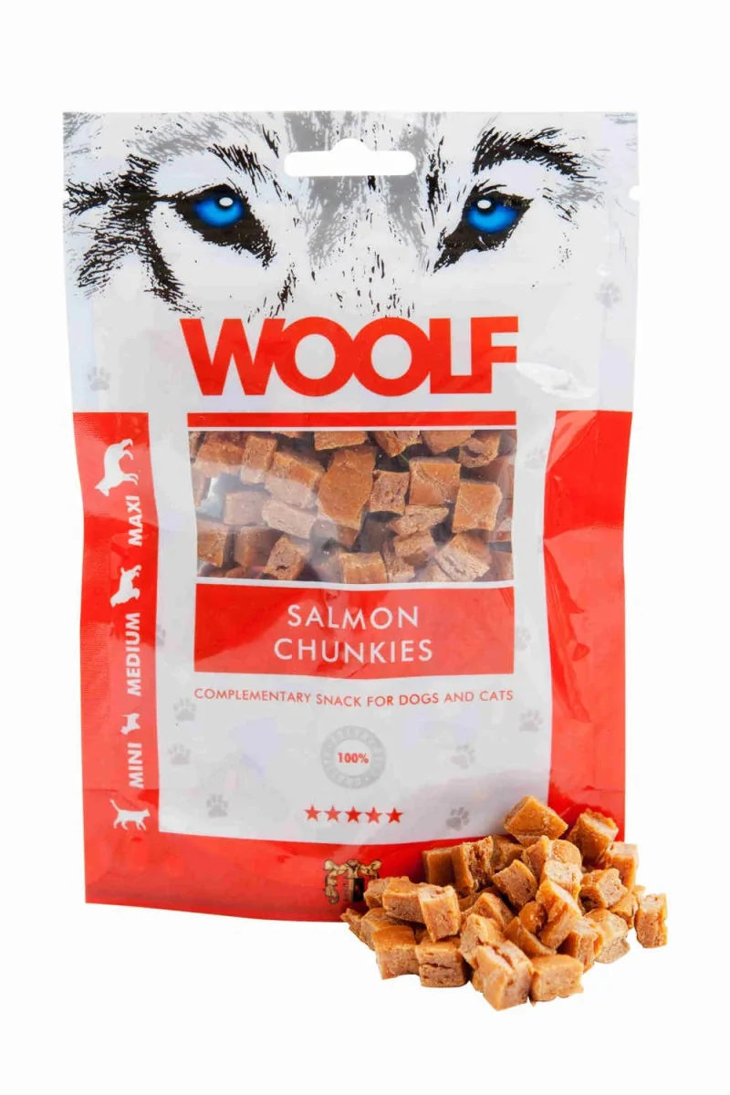 Suplemento Premio Gato,Perro  Woolf Dog/Cat Salmon Chunkies 100gr