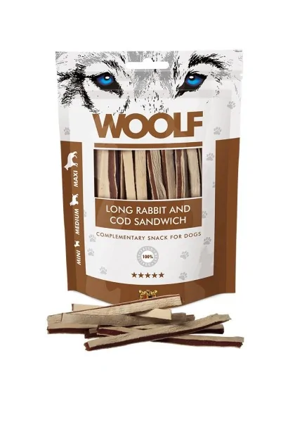 Suplemento Premio Perro  Woolf Long Rabbit And Cod Sandwich 100gr