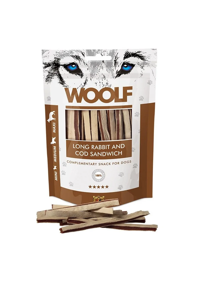 Suplemento Premio Perro  Woolf Long Rabbit And Cod Sandwich 100gr