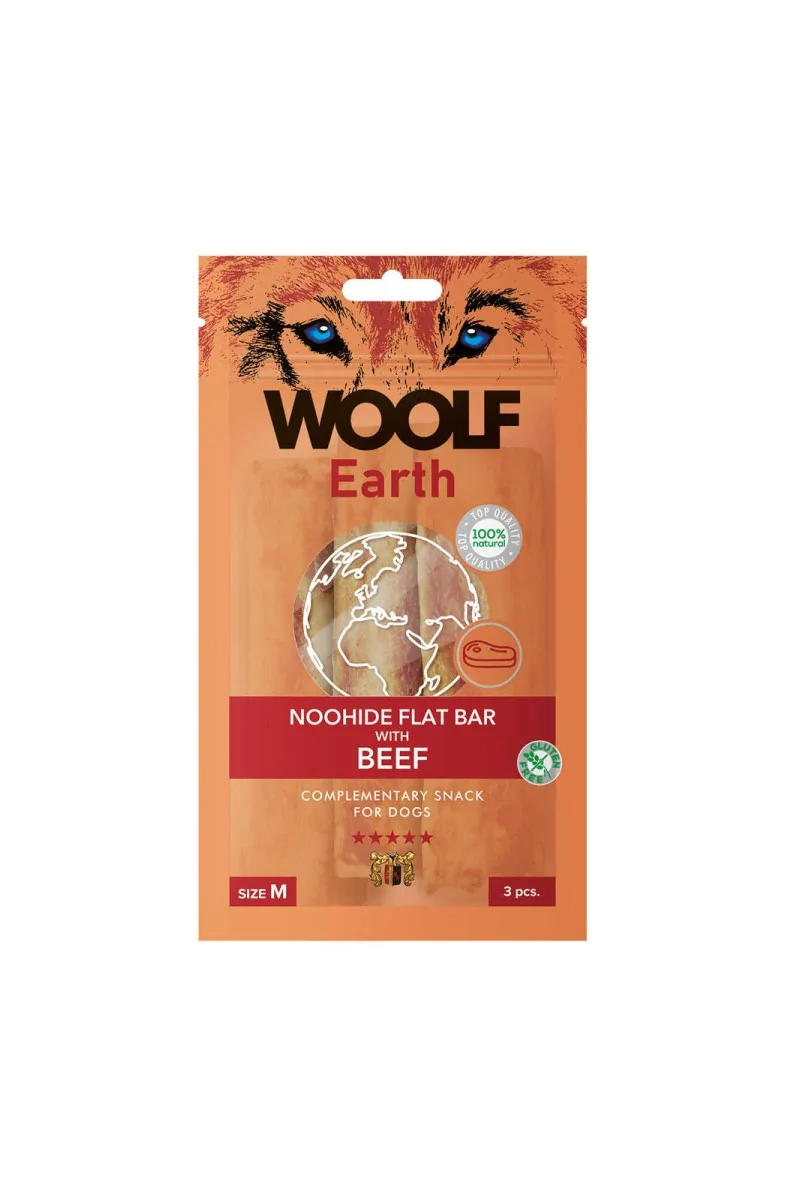 Suplemento Premio Perro  Woolf Earth Flat Bar Ternera M 90gr