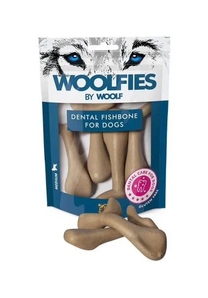 Suplemento Dental Perro  Woolfies Fishbone M 4pz 228gr